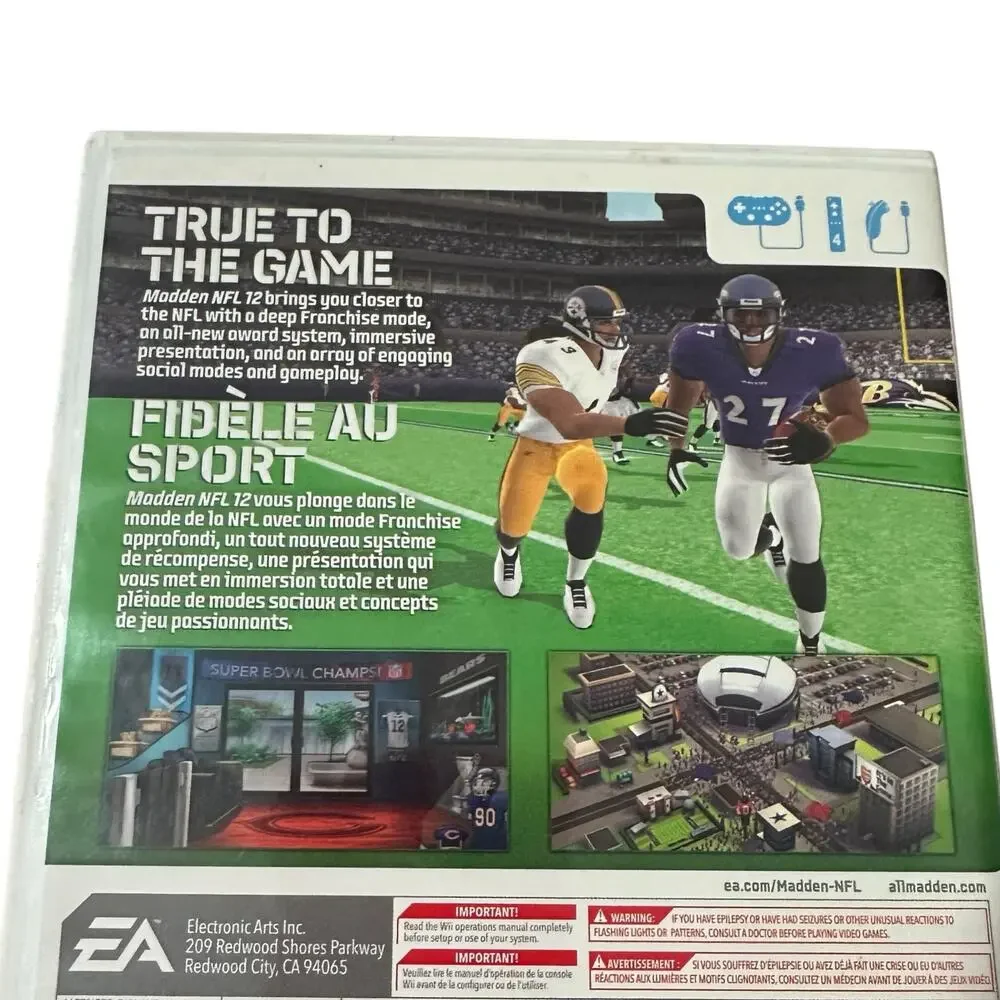 Madden NFL 12 Nintendo Wii Complete with Manual Untested Sport Football Gaming